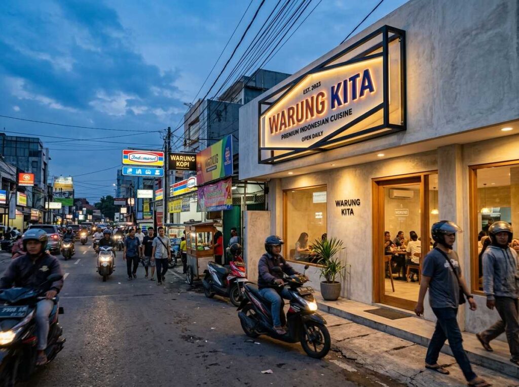 pembuatan neon box custom dengan bahan material aluminium tebal berkualitas tinggi untuk branding luar ruang.